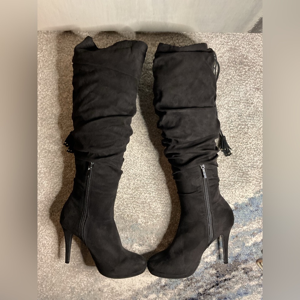 Thalia Sodi Brisa Over the Knee Platform Boots in Black Microsuede - Size 6 - Picture 6 of 12
